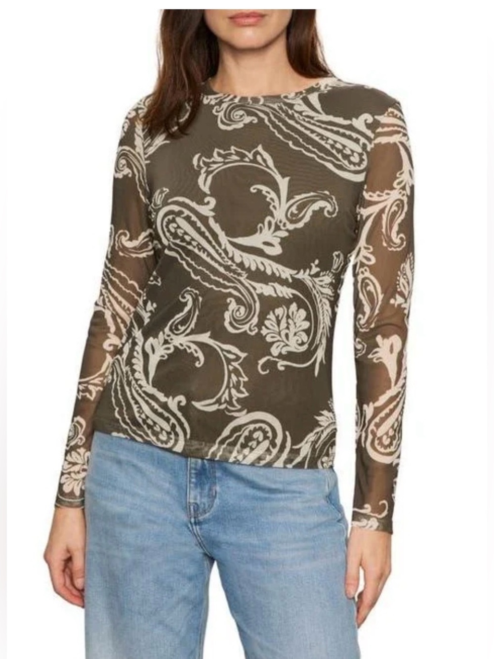 Sanctuary  Paisley Long-Sleeve Top - Olive/Cream